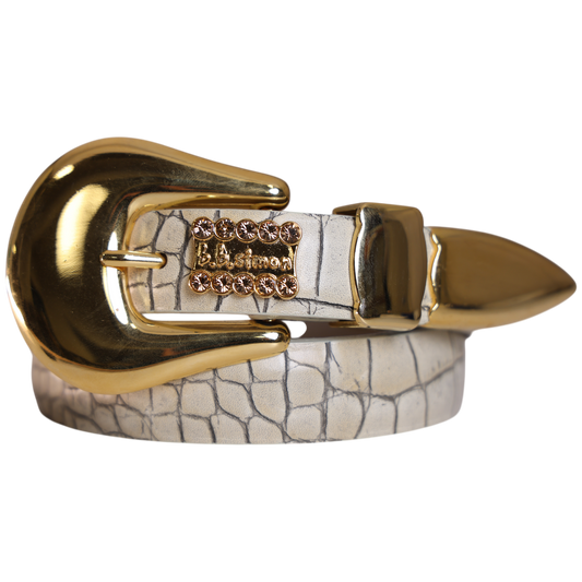 Gold Classic Skinny White Croc