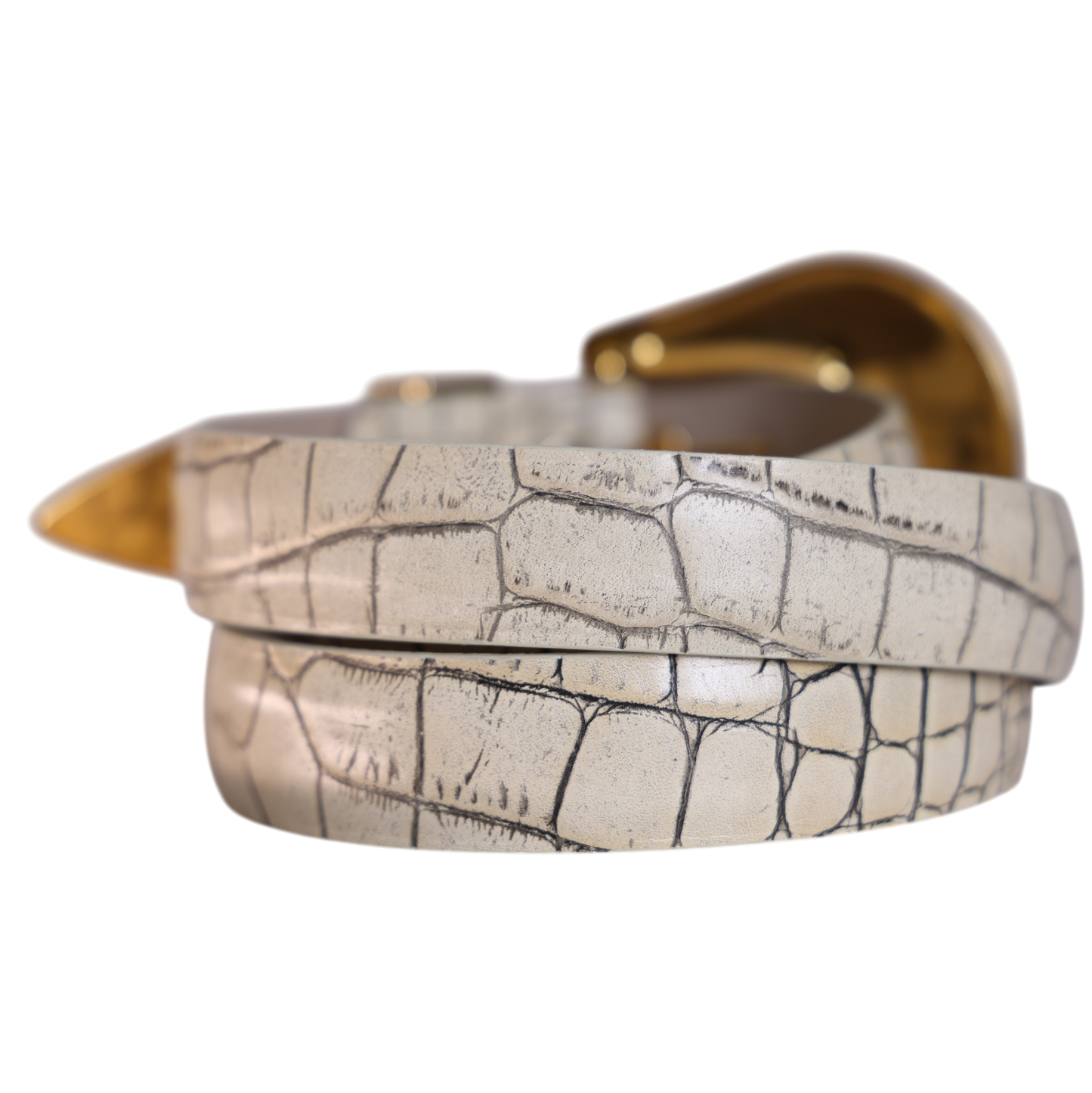 Gold Classic Skinny White Croc