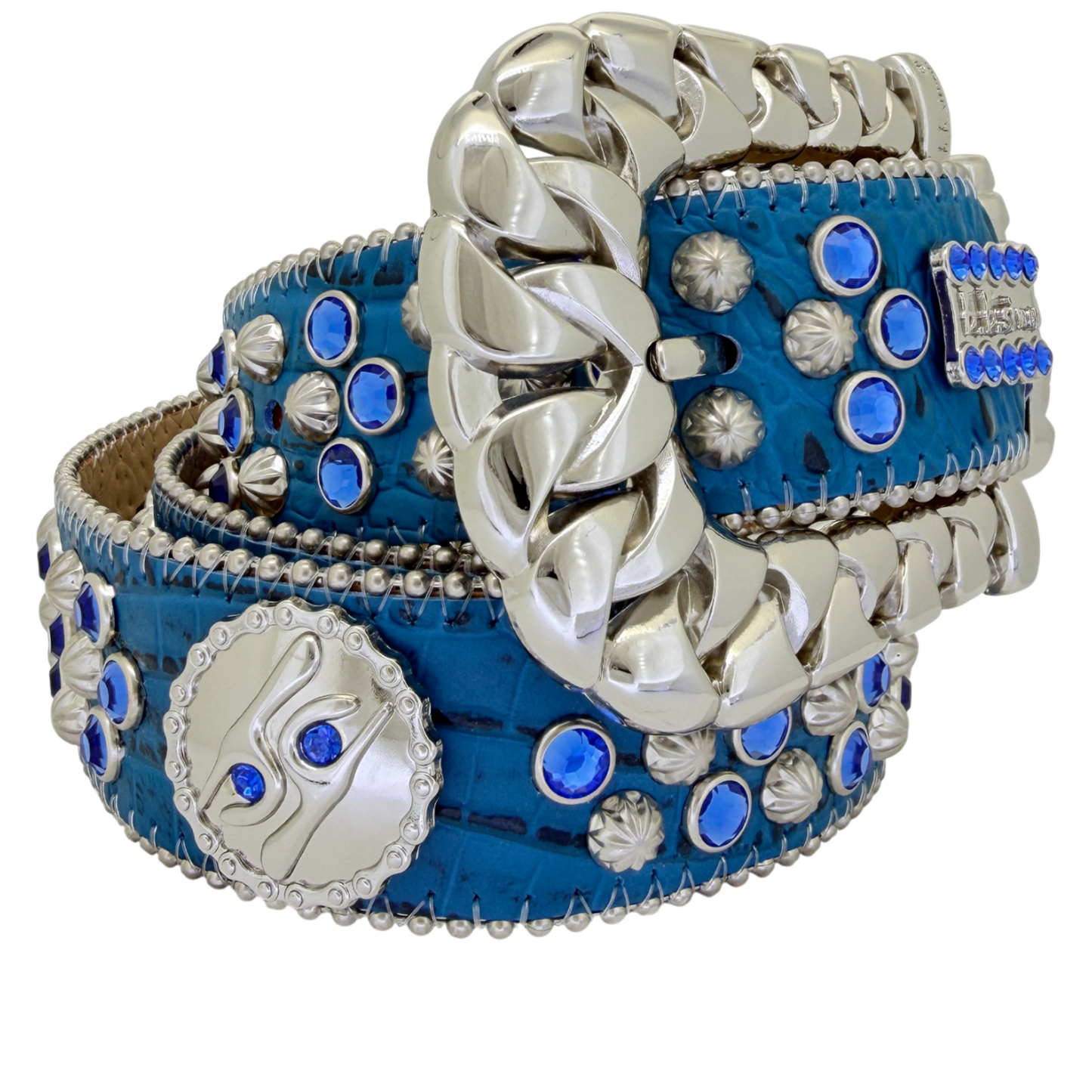 Cuban b’ Chain Blue Sapphire / Silver