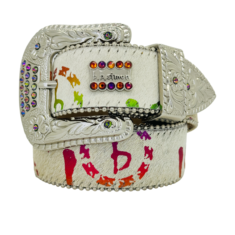 Leather Belt - Silver Acid Pony Fur