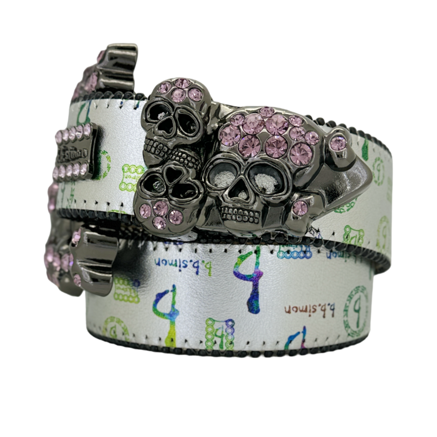 Silver BB Pattern Skull Pile Lt.Amethyst